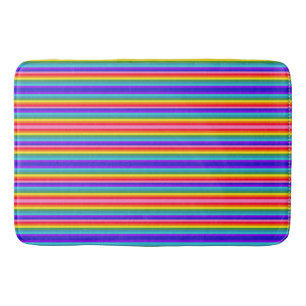 Tiny Stripes of Rainbow Colours Bath Mat