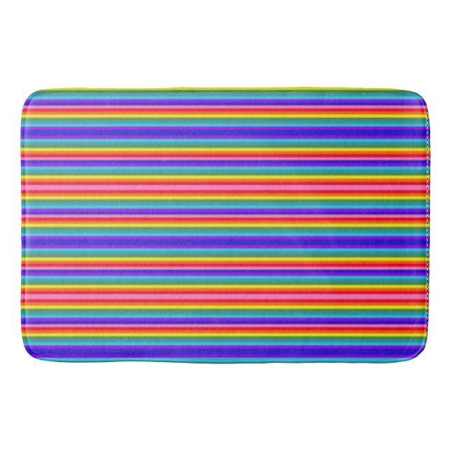 Tiny Stripes of Rainbow Colours Bath Mat (Front)