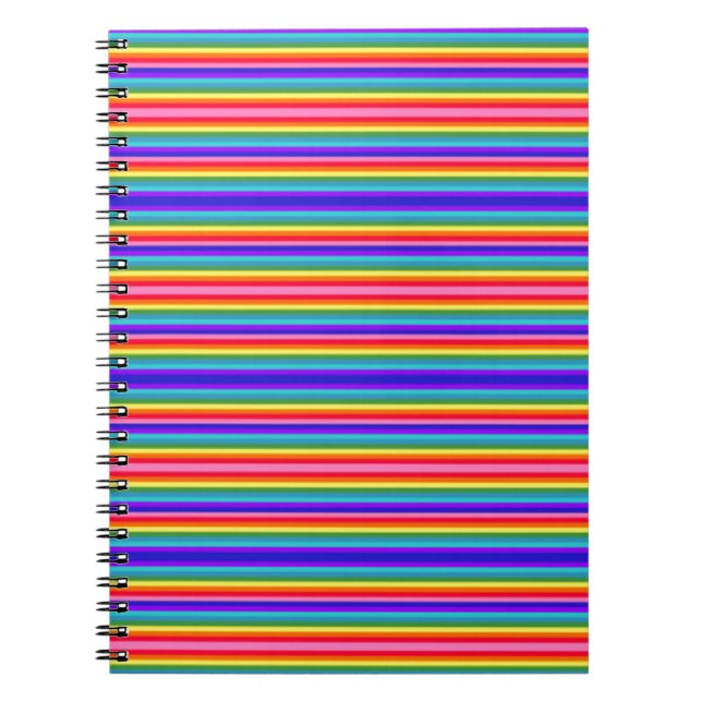 Tiny Stripes of Rainbow Colours Notebook (Front)