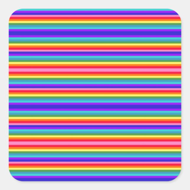 Tiny Stripes of Rainbow Colours Square Sticker (Front)