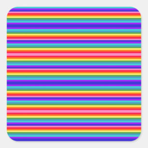 Tiny Stripes of Rainbow Colours Square Sticker
