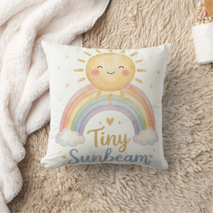 Tiny Sunbeam Throw Pillow Nursery Rainbow Decor