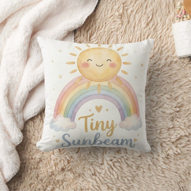 Tiny Sunbeam Throw Pillow Nursery Rainbow Decor (Blanket)