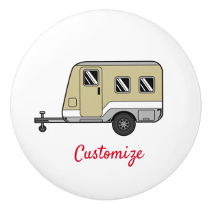 Tiny Tan Caravan Camper Thunder_Cove Ceramic Knob