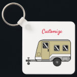 Tiny Tan Caravan Camper Thunder_Cove  Key Ring<br><div class="desc">Small towable camper caravan,  gypsy traveller lifestyle RV to customise  on any colour background,  personalise by changing to your name</div>