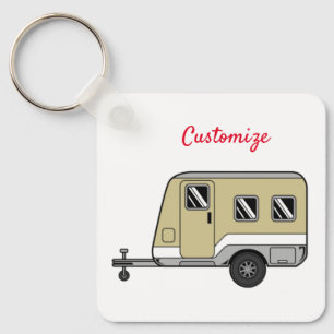 Tiny Tan Caravan Camper Thunder_Cove  Key Ring