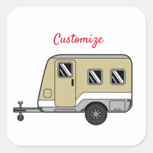 Tiny Tan Caravan Camper Thunder_Cove  Square Sticker