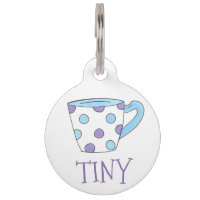 Tiny Teacup Tea Cup Party Polka Dot Dog Pet Tag