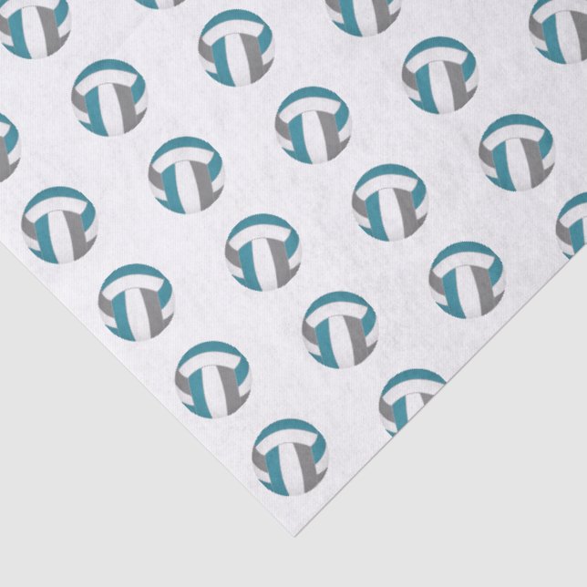 tiny teal gray volleyballs pattern tissue paper (Detail)