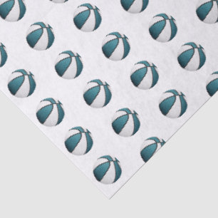 tiny teal white basketballs pattern tissue paper