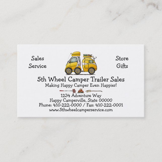 Tiny Tear Drop Camper Business Card (Front)