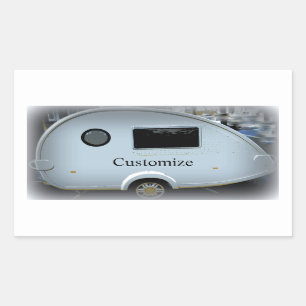 Tiny teardrop trailer  gypsy caravan classic rectangular sticker