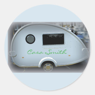 Tiny teardrop trailer  gypsy caravan classic round sticker