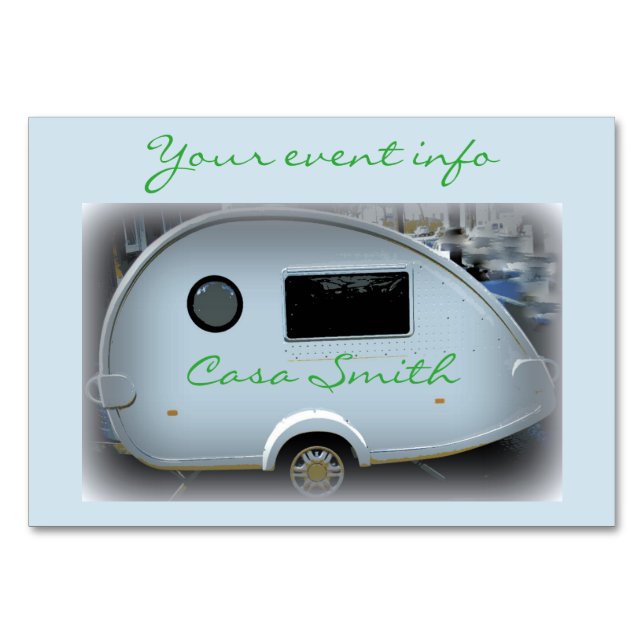 Tiny teardrop trailer  gypsy caravan table number (Front)