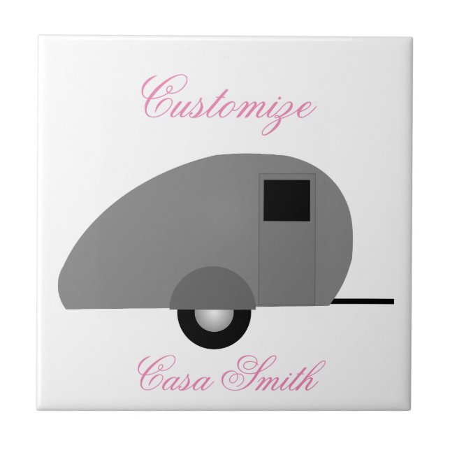Tiny Teardrop Trailer Thunder_Cove Ceramic Tile (Front)