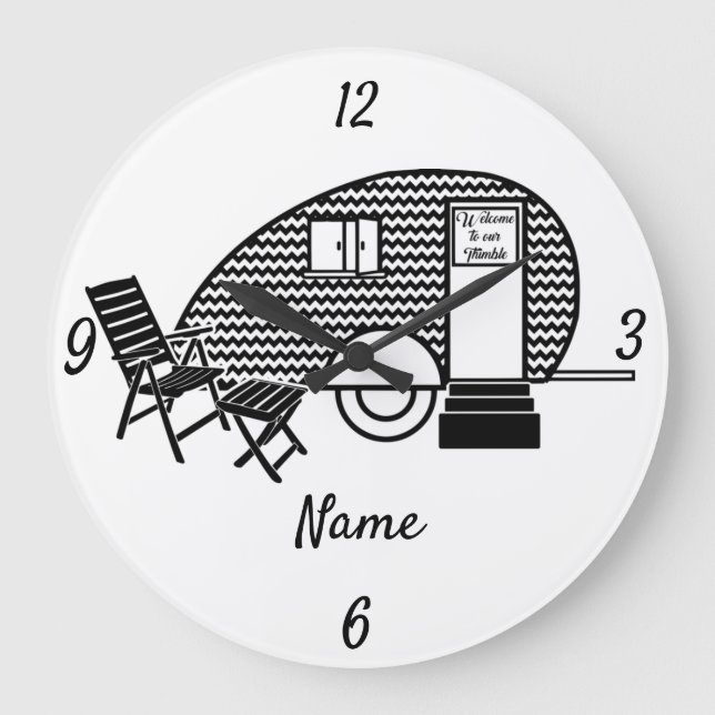Tiny Teardrop Trailer Thunder_Cove Large Clock (Front)