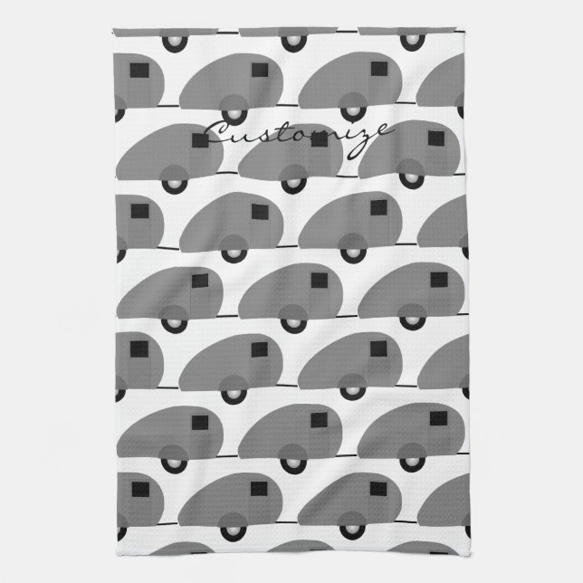 Tiny Teardrop Trailer Thunder_Cove  Tea Towel (Vertical)