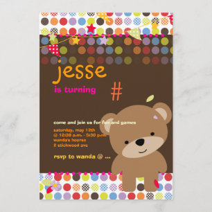 Tiny Teddy Bear Personalised Party Invitation