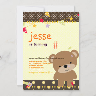 Tiny Teddy Bear Personalised Party Invitation
