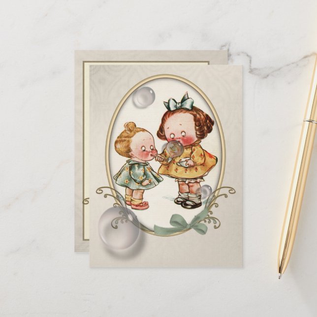 Tiny Toddlers Vintage Illustration Postcard (Front/Back In Situ)
