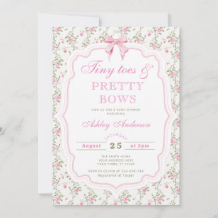 Tiny Toes and Pretty Bows Baby Shower Invitation