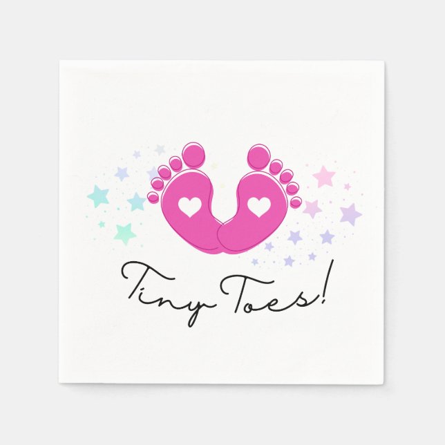 Tiny Toes Baby Shower Napkin (Front)