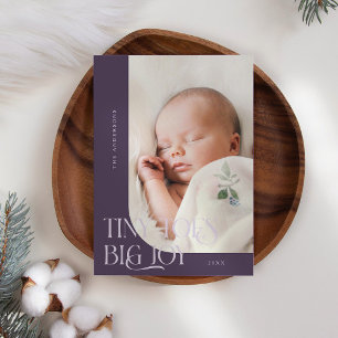 Tiny Toes Big Joy Plum Photo Birth  Announcement