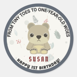 Tiny Toes: Happy 1st Birthday Round Sticker