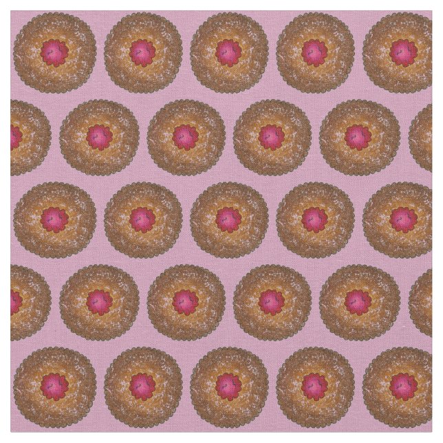 Tiny Tortes Raspberry Linzer Torte Cookies Fabric (Close Up)