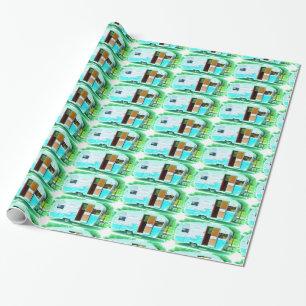 tiny trailer gypsy caravan casa wrapping paper