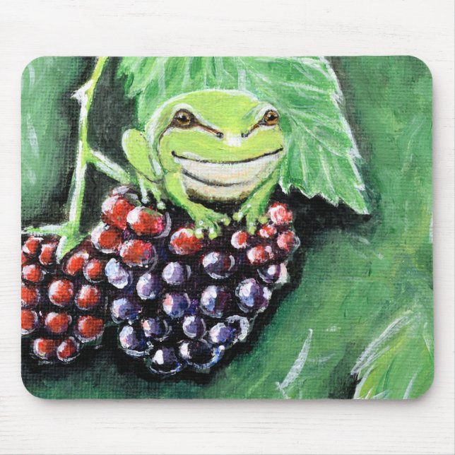 Tiny Tree Frog on a Blackberry Painting Mouse Pad (Front)