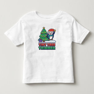 Tiny Tree Trimmer Penguin Decorating a Tree Toddler T-Shirt