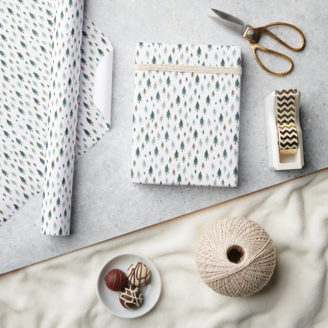 Tiny Trees Christmas Holiday Pattern Wrapping Paper (Crafts)