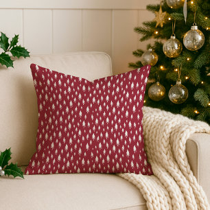 Tiny Trees Cranberry Red Holiday Cushion
