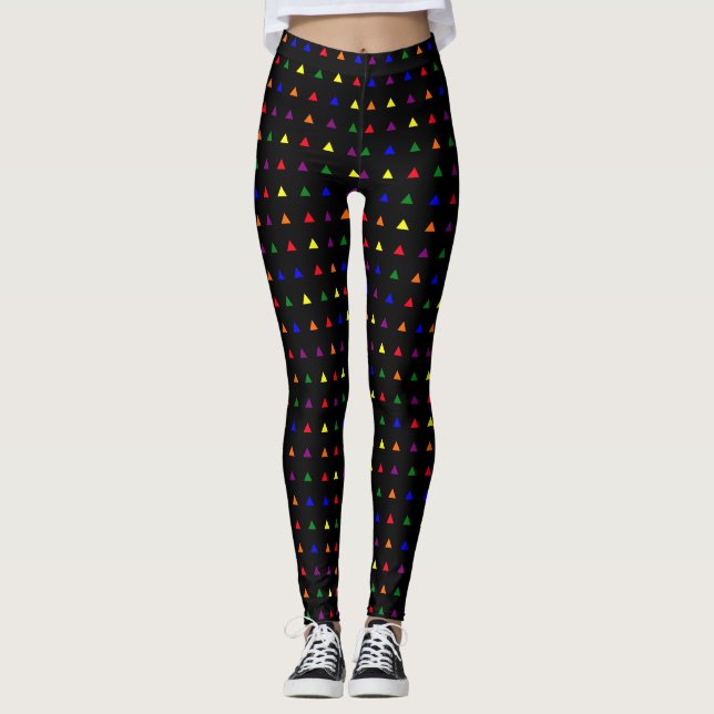 Tiny Triangles Pattern Pride Colours Leggings (Front)