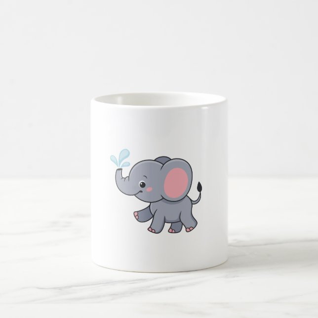 Tiny Trumpeter: The Adorable Elephant Illustration Coffee Mug (Center)