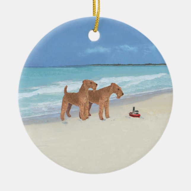 Tiny Tugboat Ceramic Ornament (Front)