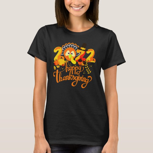 Tiny Turkeys Happy Thanksgiving Turkey Autumn Cost T-Shirt (Front)