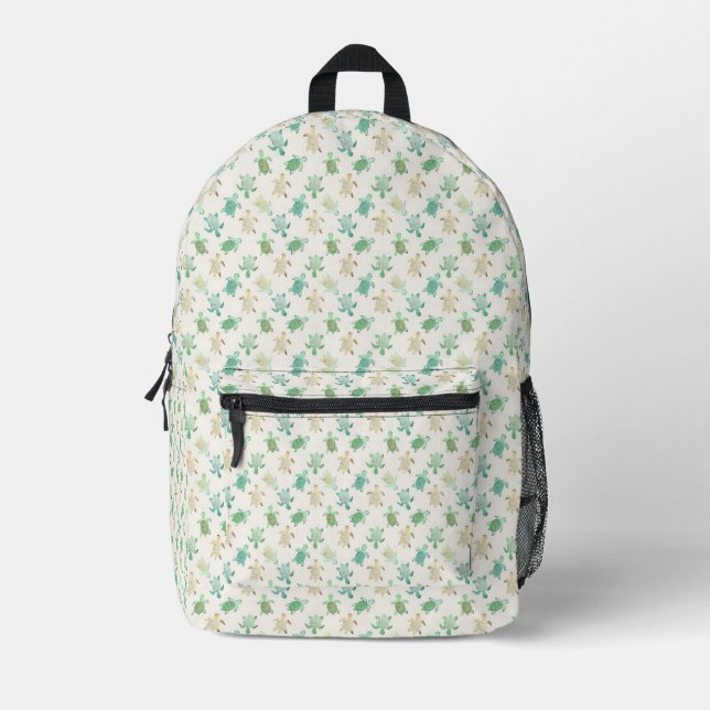 Tiny Turtle Parade Printed Backpack (Front)