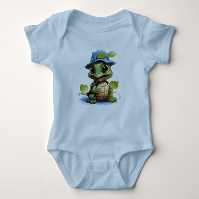 Tiny Turtle Wonders: Baby Turtle Baby Bodysuit (Front)