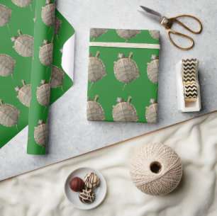 Tiny Turtles on Green Wrapping Paper