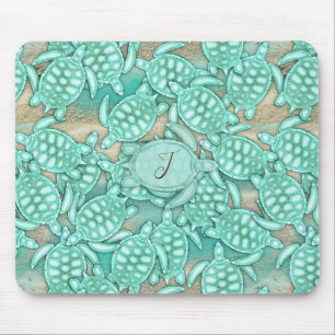 Tiny Turtles Sea and Sand Monogram ID696 Mouse Pad