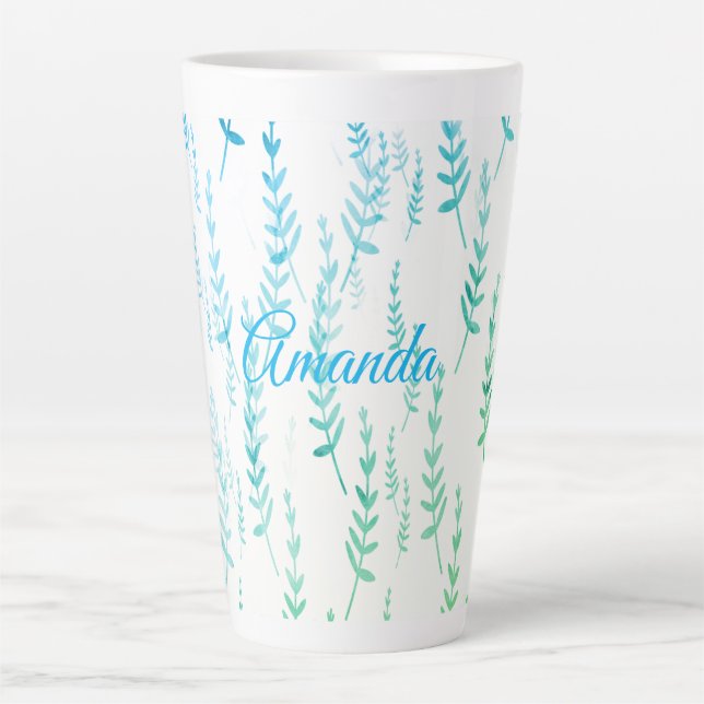 Tiny Twigs with Leaves Latte Mug (Front)