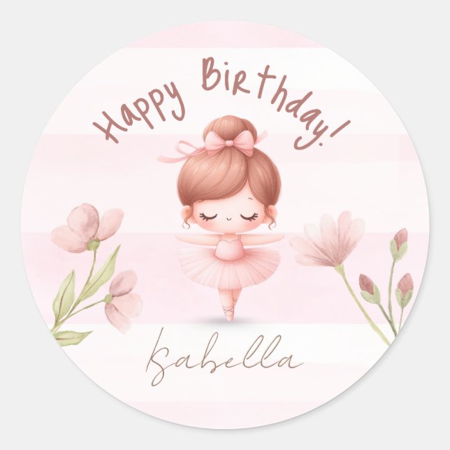 Tiny Twirls – Ballerina  Classic Round Sticker (Front)