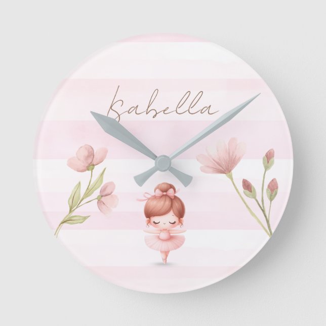 Tiny Twirls – Ballerina  Round Clock (Front)