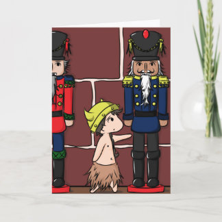 Tiny Viking and Giant Nutcrackers (card) Holiday Card
