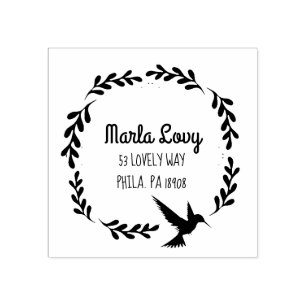 TINY VINES HUMMINGBIRD Return Address Stamp