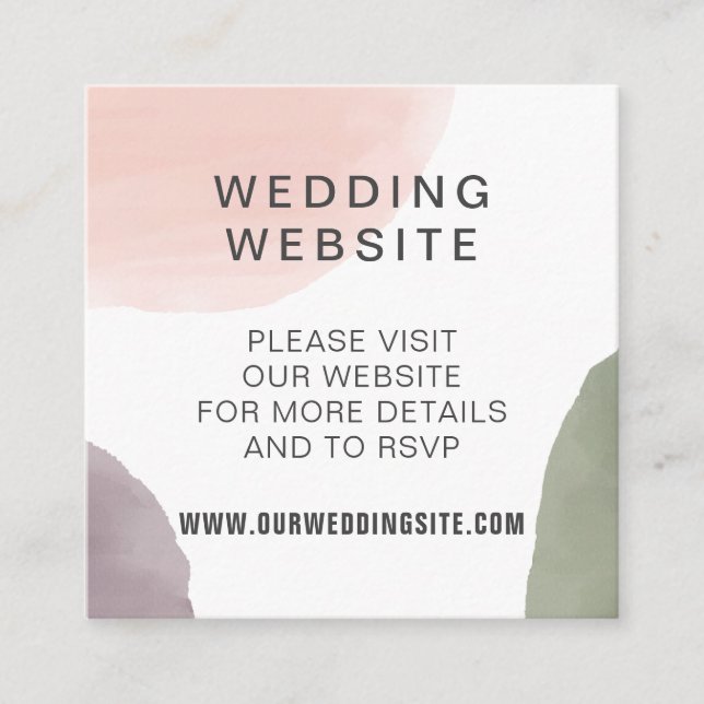 Tiny Watercolor Modern Wedding Website Enclosure Card (Front)