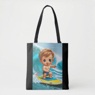 Tiny Wave Rider – Baby Surfer Vibes Tote Bag
