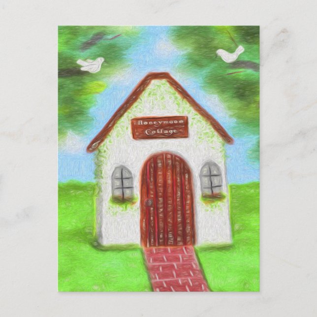 Tiny White Cottage Wedding Thank You Postcard (Front)